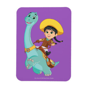 Min & Closing   Happy Cowgirl & Brontosaurus Ride Magnet