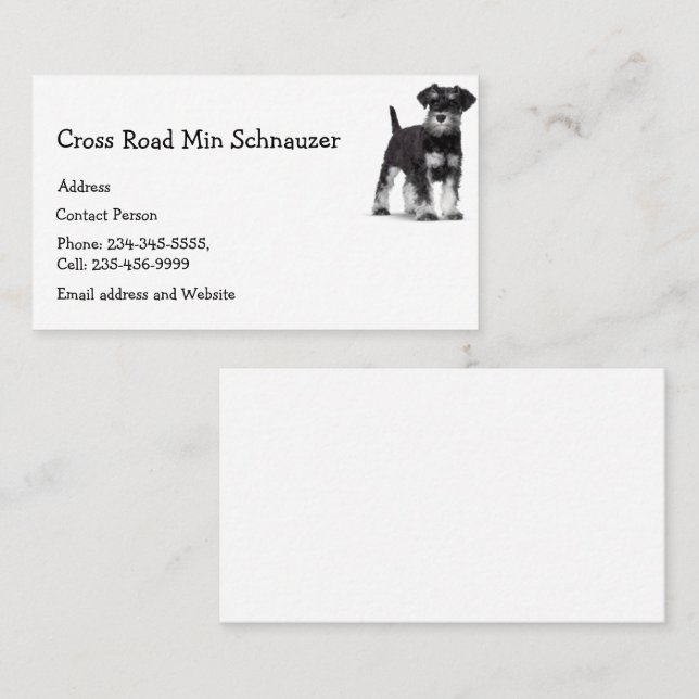 Min Schnauzer Dog Pet Animal Business Card Magnet Visitenkarte (Vorne/Hinten)