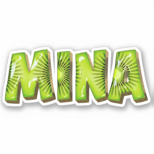 Mina Name Kiwi Design Aufkleber Sticker (Vorderseite)
