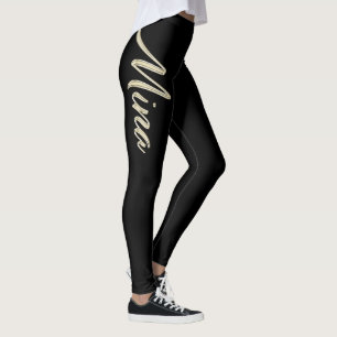 Mina white gold Handwriting Hose Leggings
