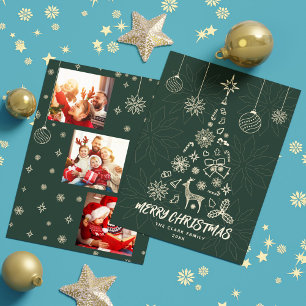 Minamalist Weihnachtsbaum und 3 Foto Collage Feiertagskarte
