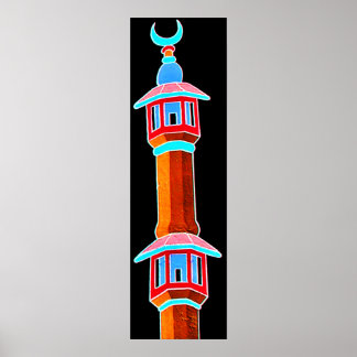 Minaret stylisierte Illustration, mehrfarbig Poster