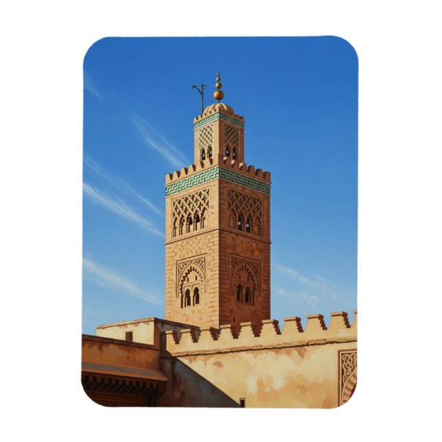 Minarett in Fez Marokko Reise Magnet (Vertikal)