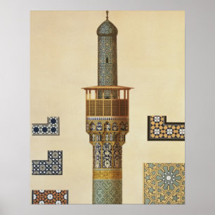 Minarett und Keramik Details aus der Moschee t Poster