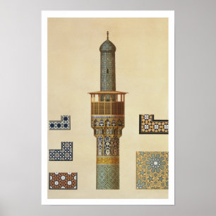 Minarett und Keramik Details aus der Moschee t Poster