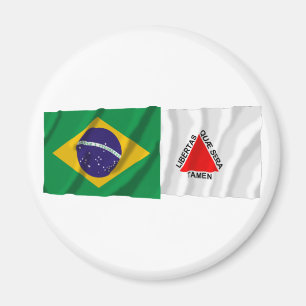 Minas Gerais u. wellenartig bewegende Flaggen Magnet