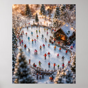 Minaturisierte Eisfläche Eislaufen Poster