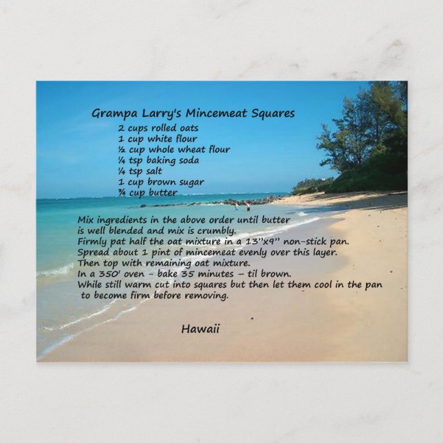 Mincemeat Squares Rezept Postkarte (Vorderseite)