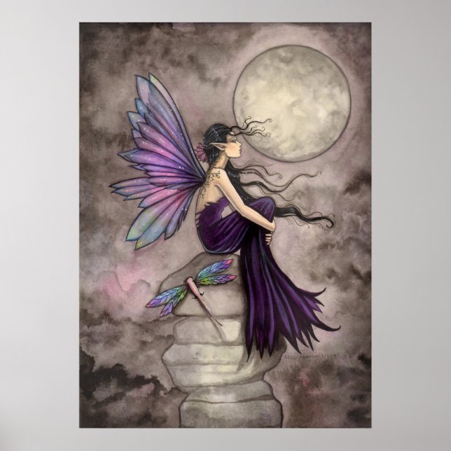 Mind Adrift Fantasy Fairy and Dragonfly Art Poster (Vorne)