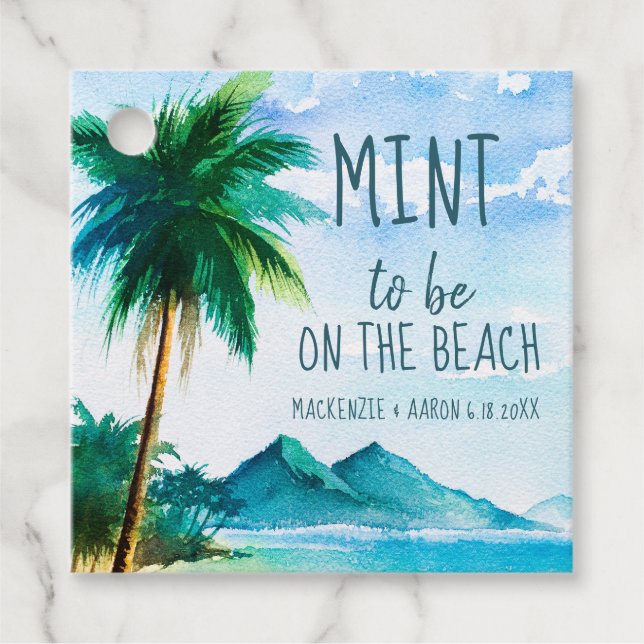 Mind auf der Beach Hochzeit in Urlaubsort Gefallen Geschenkanhänger (Vorderseite)