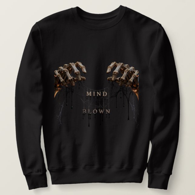 Mind Blown Skelett Gothic Kapuzenpullover Sweatshirt (Design vorne)