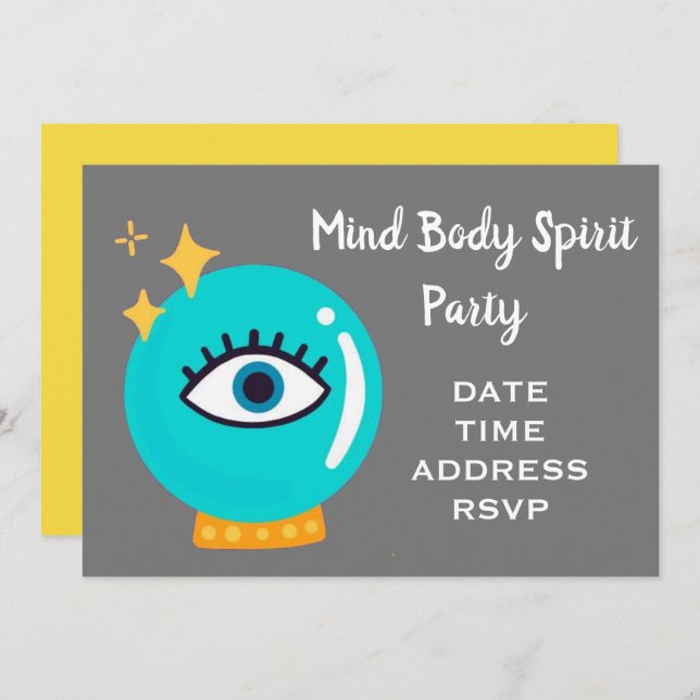 Mind Body Spirit New Age Kristallball Party Einladung (Vorne/Hinten)