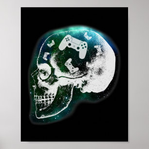 Mind Controller Totenkopf Gaming Gamer Männer Jung Poster
