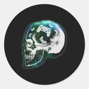Mind Controller Totenkopf Gaming Gamer Männer Jung Runder Aufkleber
