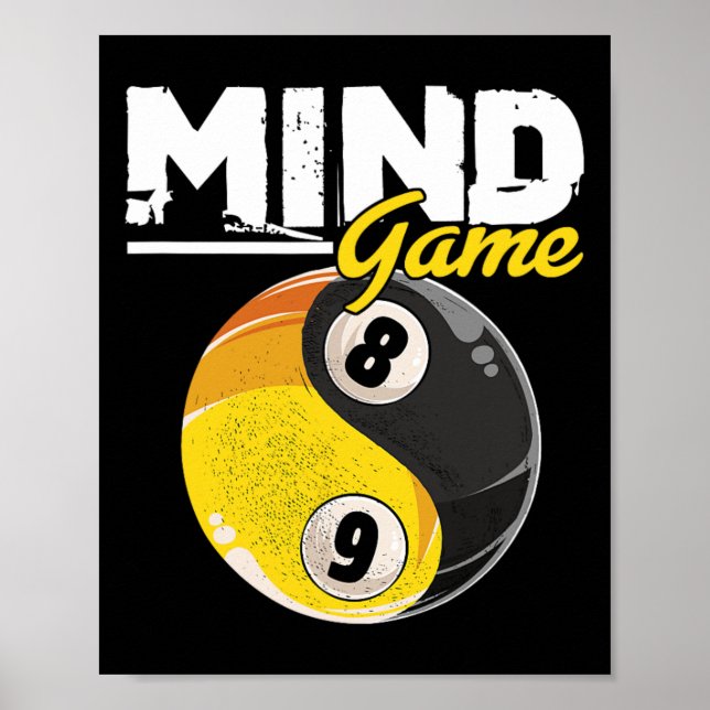 Mind Game Billiards Snooker Cue Stick Pool Billiar Poster (Vorne)