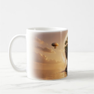 Mind Island Wasserfall Gemütliches Haus Luftschiff Kaffeetasse