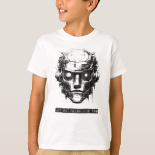 Mind Kontrolle Cyberpunk Robot Black Print Boy's T-Shirt
