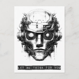 Mind Kontrolle Cyberpunk Robot Black Print Feiertagspostkarte