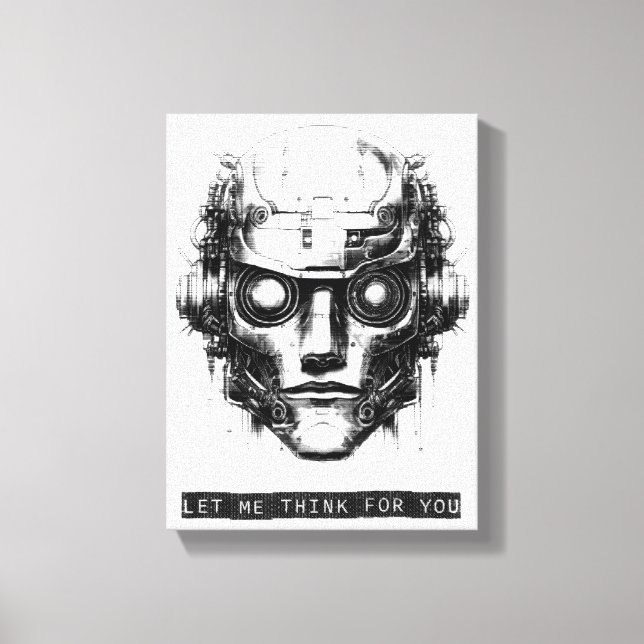 Mind-Kontrolle Cyberpunk Robot Black Print Leinwan Leinwanddruck (Vorderseite)
