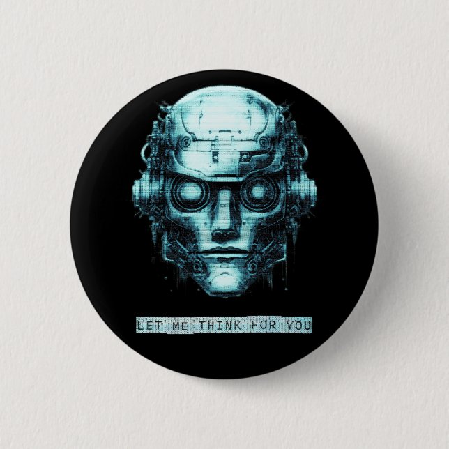 Mind Kontrolle Cyberpunk Robot Blue Grunge Button (Vorderseite)