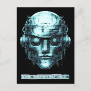Mind Kontrolle Cyberpunk Robot Blue Grunge Feiertagspostkarte