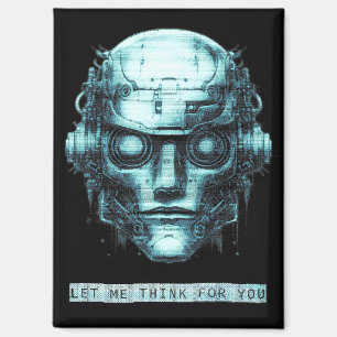 Mind Kontrolle Cyberpunk Robot Blue Grunge Magnet