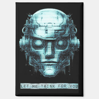 Mind Kontrolle Cyberpunk Robot Blue Grunge Magnet
