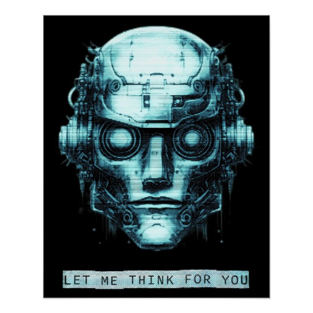 Mind Kontrolle Cyberpunk Robot Blue Grunge Poster (Vorderseite)