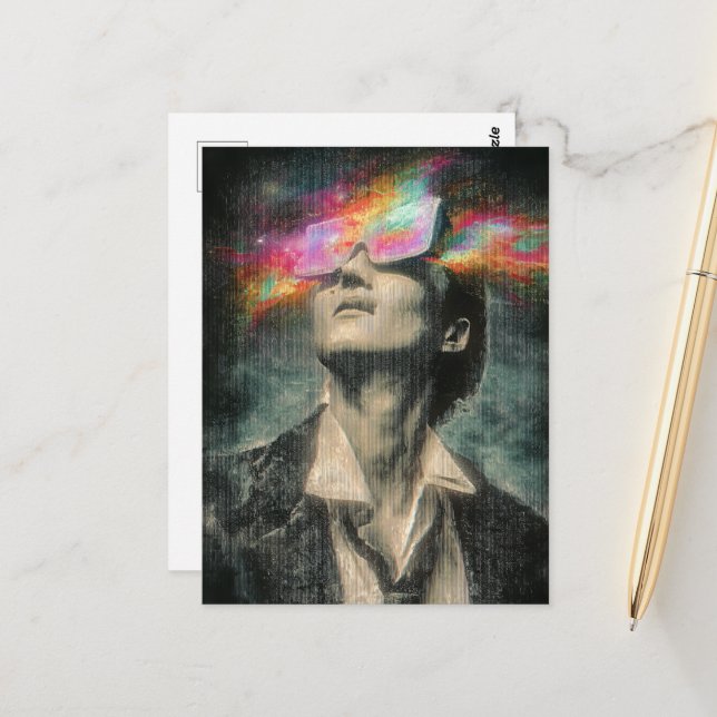 Mind Kontrolle Glitch Art Postkarte (Vorderseite/Rückseite Beispiel)