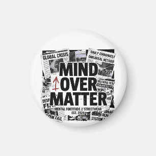 Mind Over Matter Brutalist Zeitungs-Grafik Hoodie Magnet