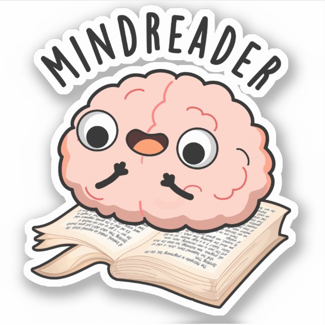 Mind Reader Funny Brain Pun Aufkleber (Vorderseite)