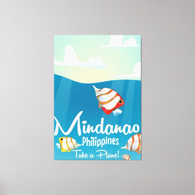 Mindanao, Philippinen Cartoon Reiseplakat Leinwanddruck (Vorderseite)