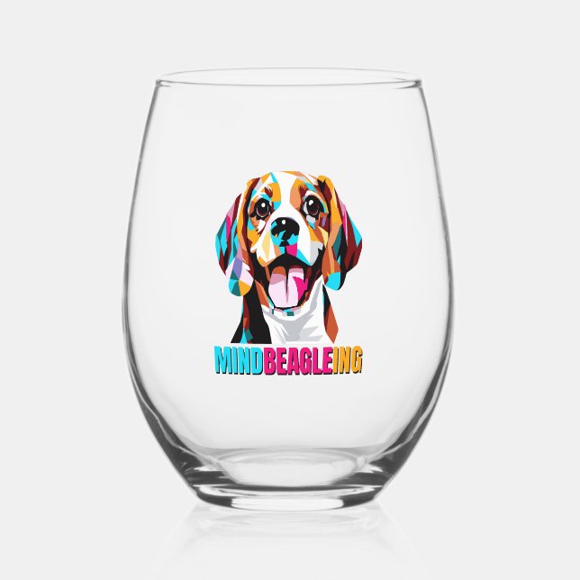 Mindbeagleing Beagle Dog Weinglas Ohne Stiel (Vorderseite)