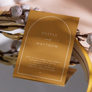 Mindest-Hochzeit im Herbst für Senfgelbbogen Einladung