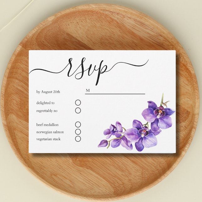 Mindest-Orchid-Blumenzeitszenario RSVP Karte (Von Creator hochgeladen)