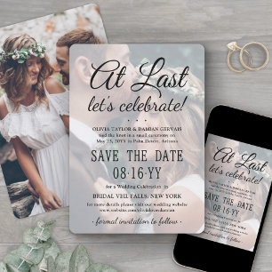 Mindestens 2 Foto einfache Overlay-Hochzeitsfeier Save The Date