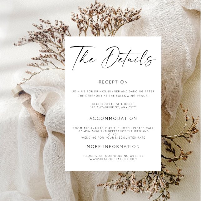 Mindestkarte für die Hochzeitdetails Begleitkarte (Von Creator hochgeladen)