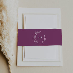 Mindestleaf Berry Lila Monogram Wedding Einladungsbanderole