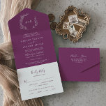 Mindestleaf | Berry Lila Wedding All In One Einladung<br><div class="desc">Diese lila Hochzeit mit einer kleinen Laubbeere ist perfekt für eine Hochzeit. Die Silhouette ist schlicht und besteht aus einem grünen Blatt in romantischer,  violetter Sommerfarbe mit minimalistischem böhmischen Gartenstil. Schreiben Sie Ihre Gastadressen auf der Rückseite der gefalteten Einladung,  oder kaufen Sie die passenden Gästetiketten-Aufkleber (separat erhältlich).</div>