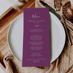 Mindestleaf | Berry Lila Wedding Dinner Menu Menükarte<br><div class="desc">Diese lila Dinner-Karte ist ideal für eine Hochzeitsfeier. Die Silhouette ist schlicht und besteht aus einem grünen Blatt in romantischer,  violetter Sommerfarbe mit minimalistischem böhmischen Gartenstil. Diese Speisekarte kann für Hochzeitsfeiern,  Proben oder jede Veranstaltung verwendet werden.</div>