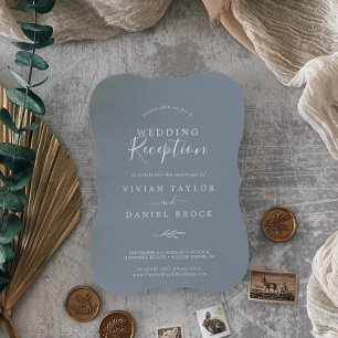 Mindestleaf   Blaue und weiße Hochzeitsempfehlung Einladung