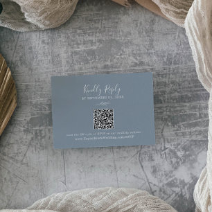Mindestleaf   Blue and White QR Code Wedding RSVP Begleitkarte