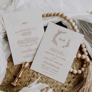 Mindestleaf   Boho Cream All in one Wedding Einladung