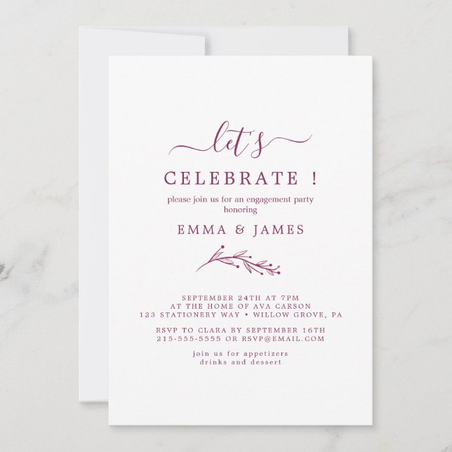 Mindestleaf | Boho Cream Let's Celebrate Einladung (Vorderseite)