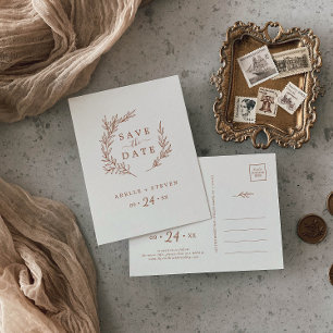 Mindestleaf   Boho Cream Save the Date Einladungspostkarte
