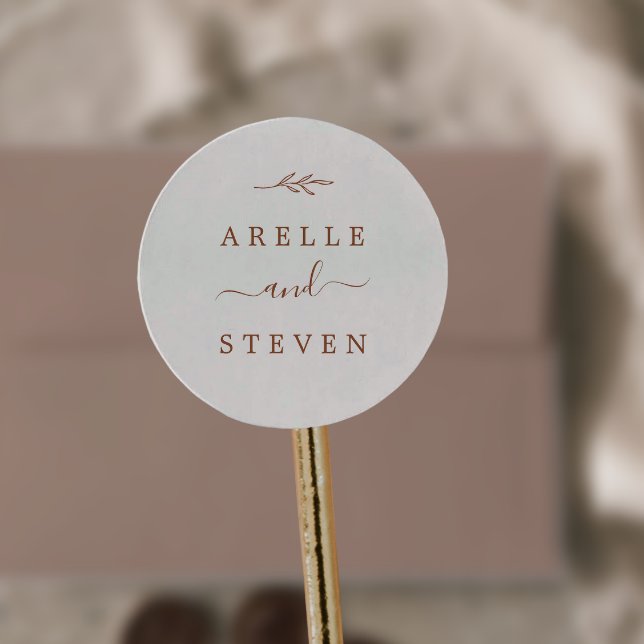 Mindestleaf | Boho Cream Wedding Umschlag Aufklebe Runder Aufkleber (Von Creator hochgeladen)