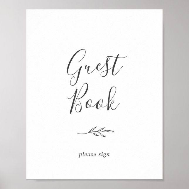 Mindestleaf | Dark Gray Guest Book Sign Poster (Vorne)