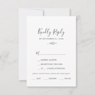 Mindestleaf Dark Gray Menu Choice RSVP Card Karte