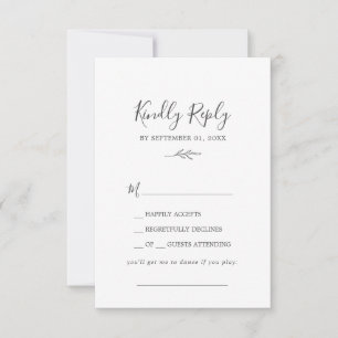Mindestleaf Dark Gray Song Request RSVP Card Karte