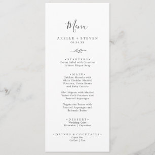 Mindestleaf   Dark Gray Wedding Dinner Menu Menükarte